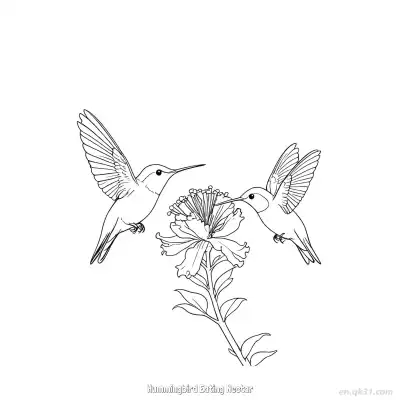 蜂鸟吃花蜜 11简笔画 素描 涂鸦 - 免费可打印 蜂鸟简笔画 下载PDF – 免费可打印简笔画涂色画