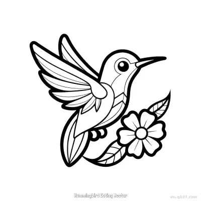 蜂鸟吃花蜜 4简笔画 素描 涂鸦 - 免费可打印 蜂鸟简笔画 下载PDF – 免费可打印简笔画涂色画