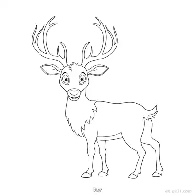 有角鹿儿童涂色页 – 免费可打印简笔画涂色画