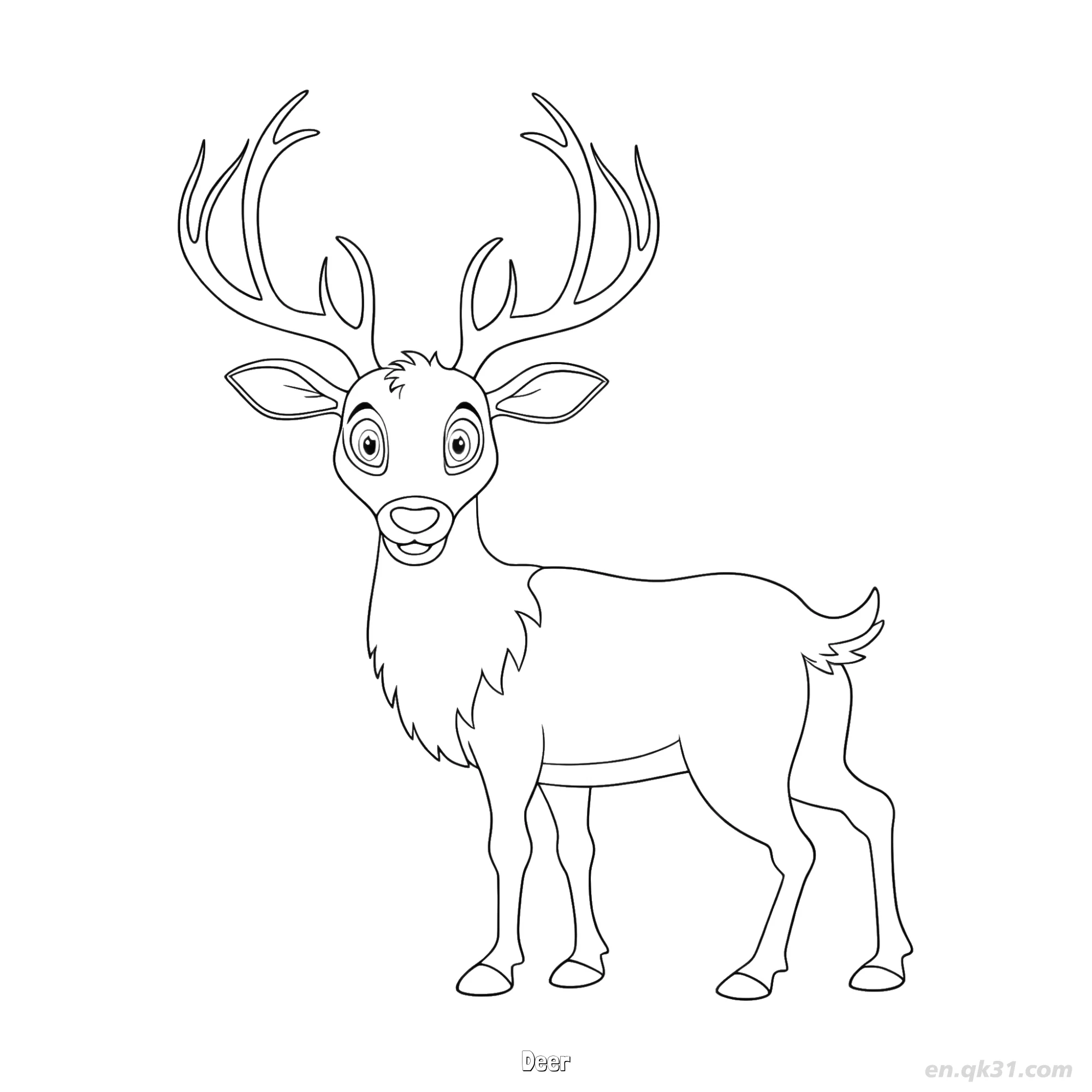 免费 有角鹿儿童涂色页 简笔画涂色页