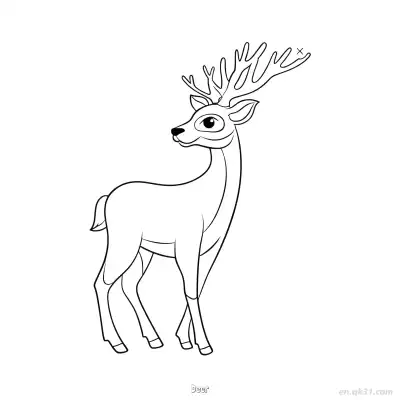 大眼有角鹿涂色页 – 免费可打印简笔画涂色画