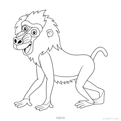 狒狒顽皮姿势涂色页 – 免费可打印简笔画涂色画