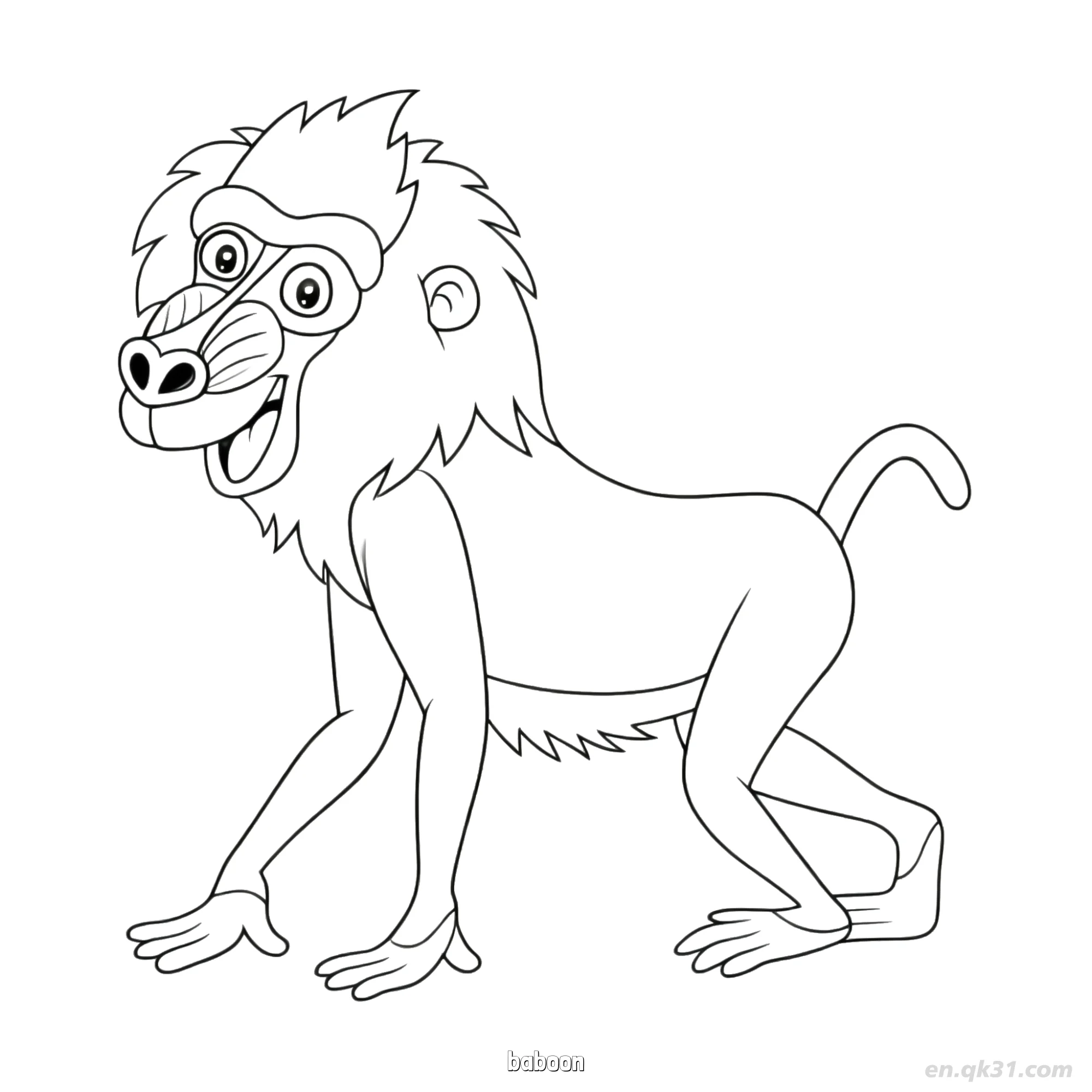 免费 狒狒顽皮姿势涂色页 简笔画涂色页
