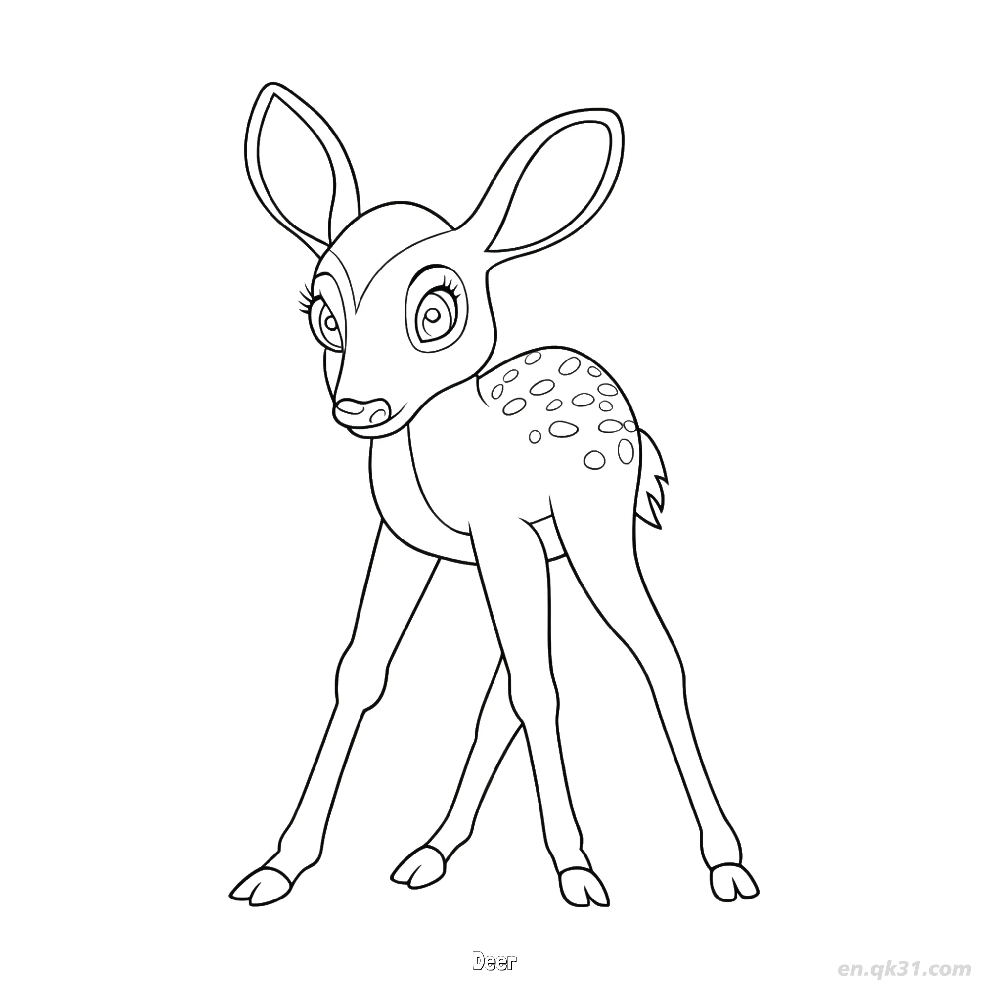 免费 小鹿幼崽儿童涂色页 简笔画涂色页