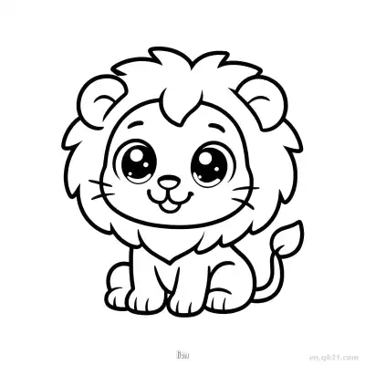 毛茸茸鬃毛小狮子涂色页 – 免费可打印简笔画涂色画