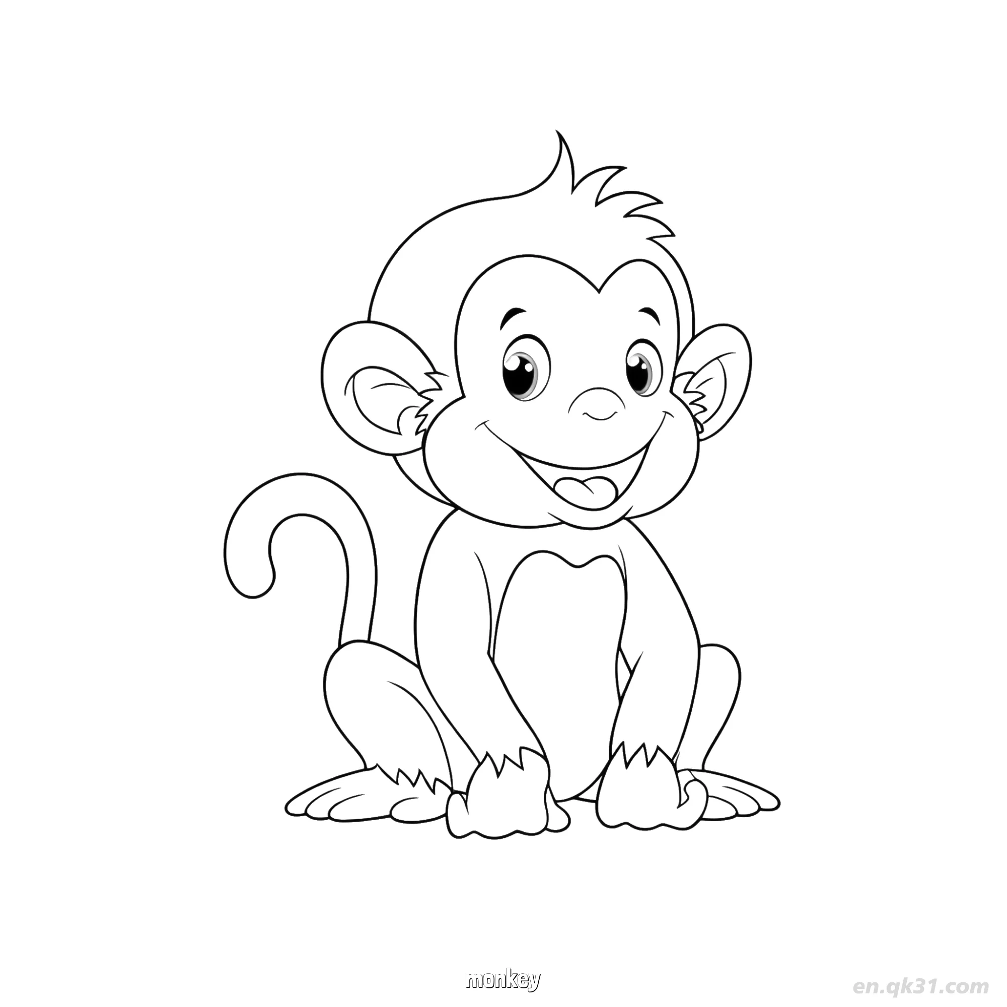 免费 小猴子坐姿涂色页 简笔画涂色页