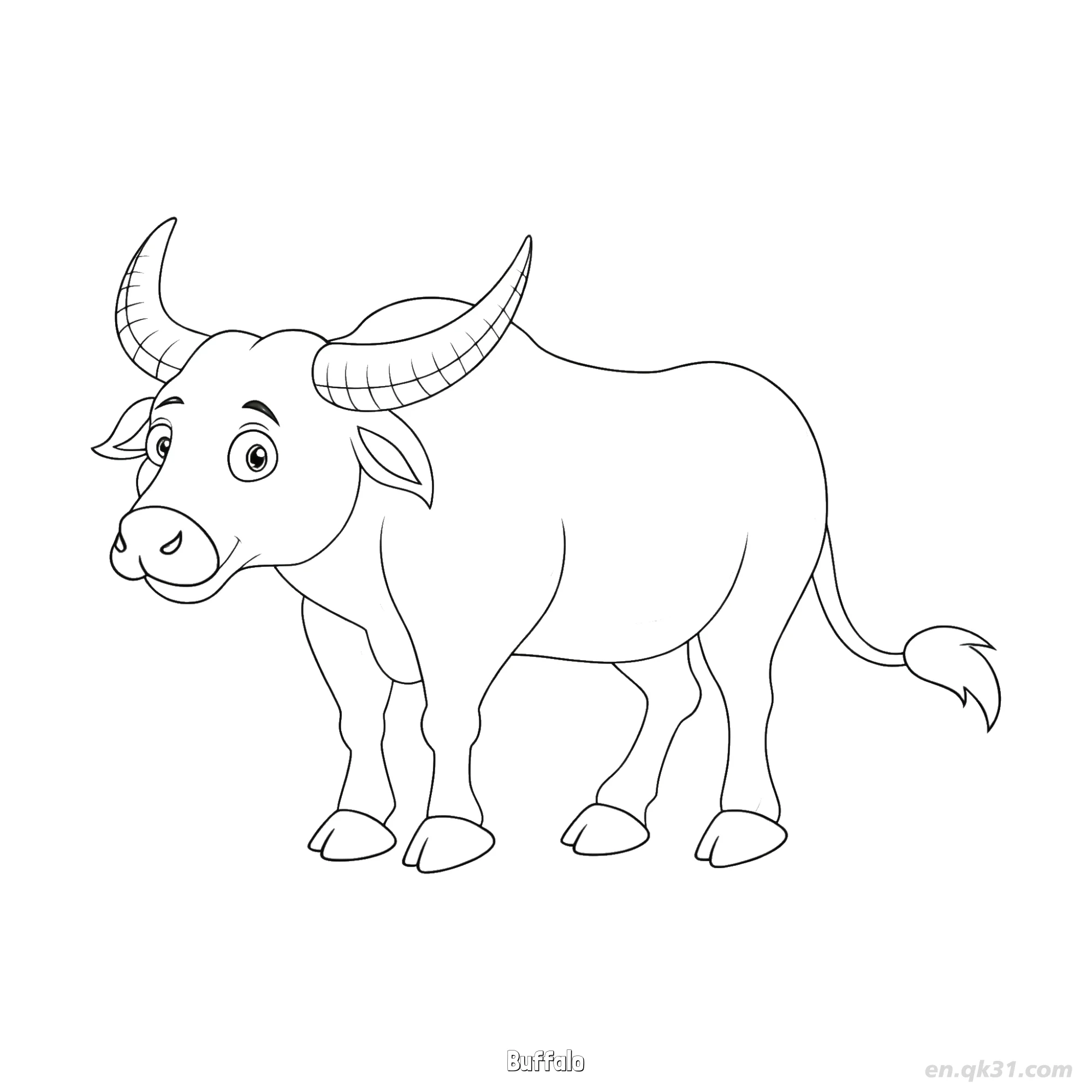 纹理角簇尾水牛涂色页简笔画涂色画 – 为儿童和成人提供的免费可打印简笔画涂色画