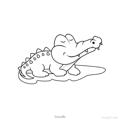 卡通鳄鱼儿童涂色页 – 免费可打印简笔画涂色画