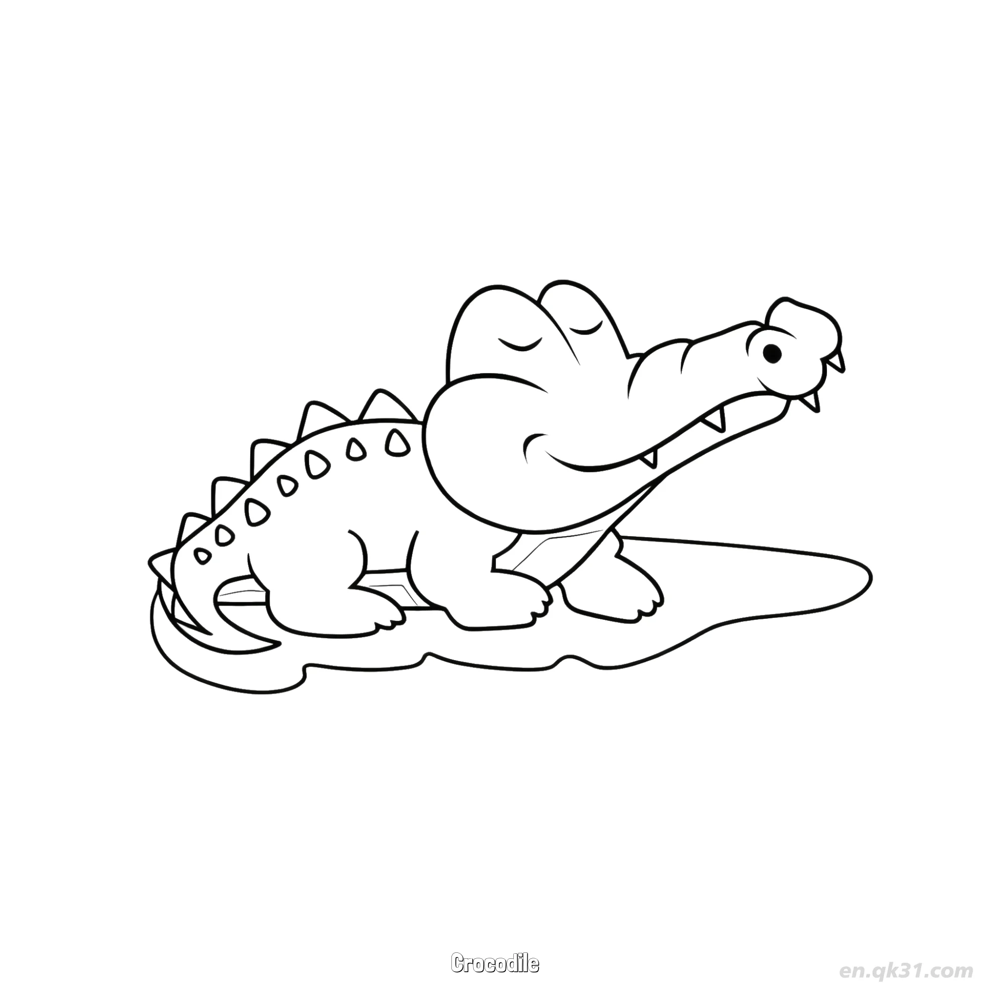 免费 卡通鳄鱼儿童涂色页 简笔画涂色页