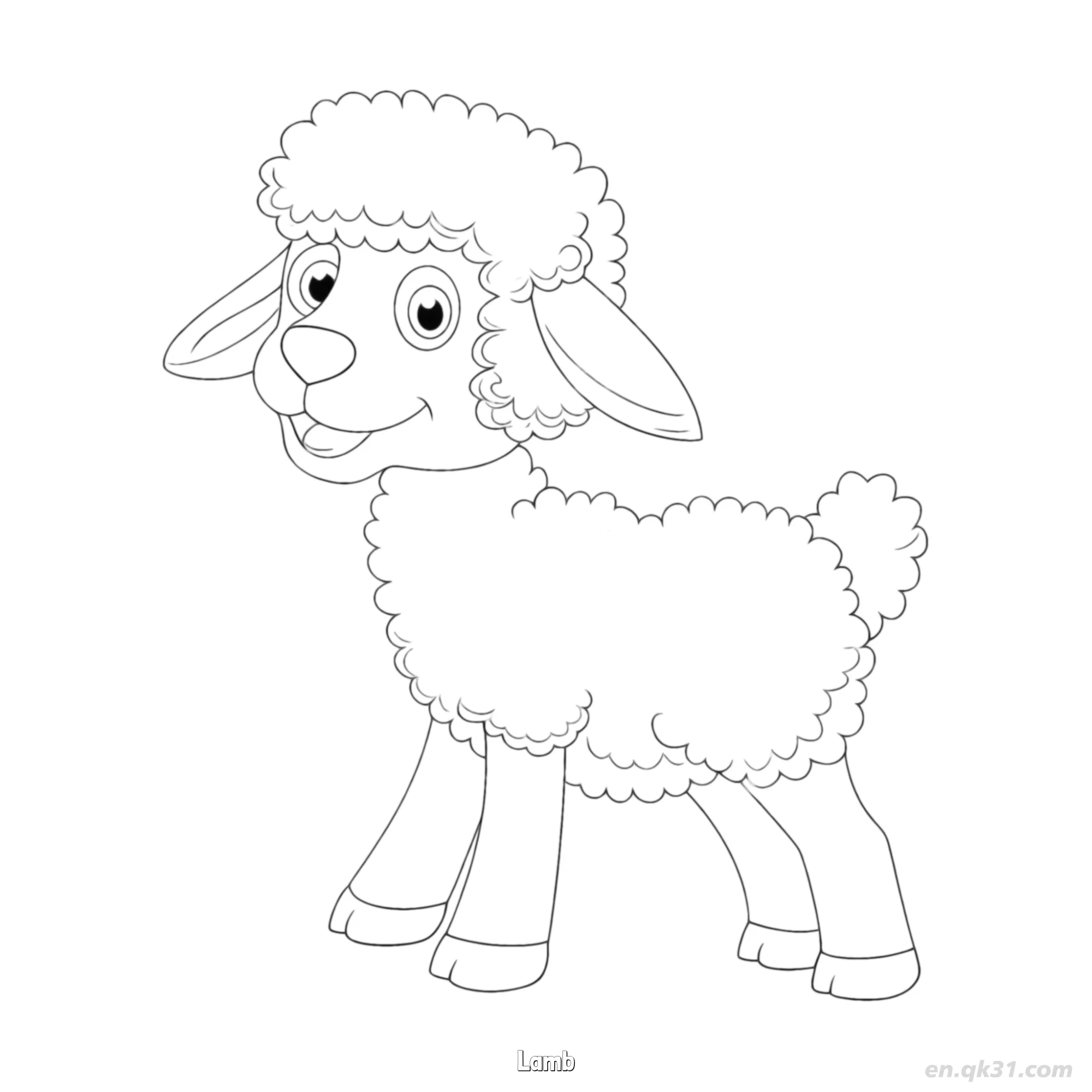 免费 垂耳卡通小羊涂色页 简笔画涂色页
