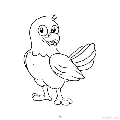 举翅快乐鸟涂色页 – 免费可打印简笔画涂色画
