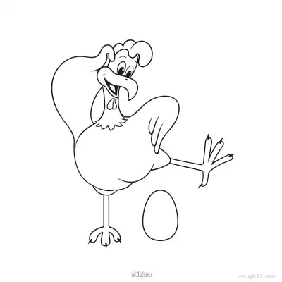母鸡和鸡蛋搞笑姿势涂色页 – 免费可打印简笔画涂色画