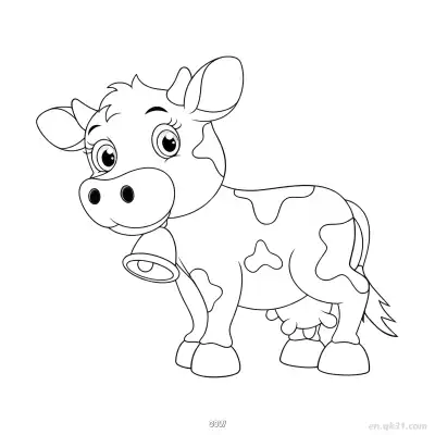 带铃铛奶牛涂色页 – 免费可打印简笔画涂色画