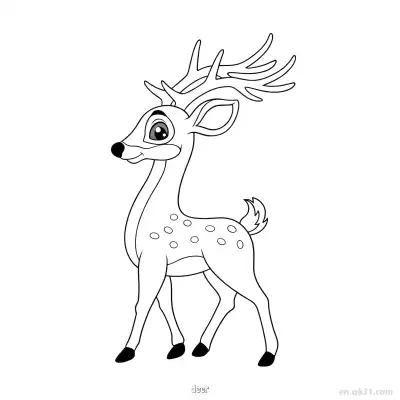 带鹿角鹿涂色页 – 免费可打印简笔画涂色画