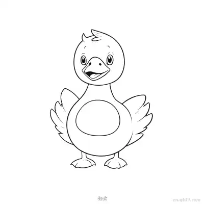 鸭子快乐姿势涂色页 – 免费可打印简笔画涂色画