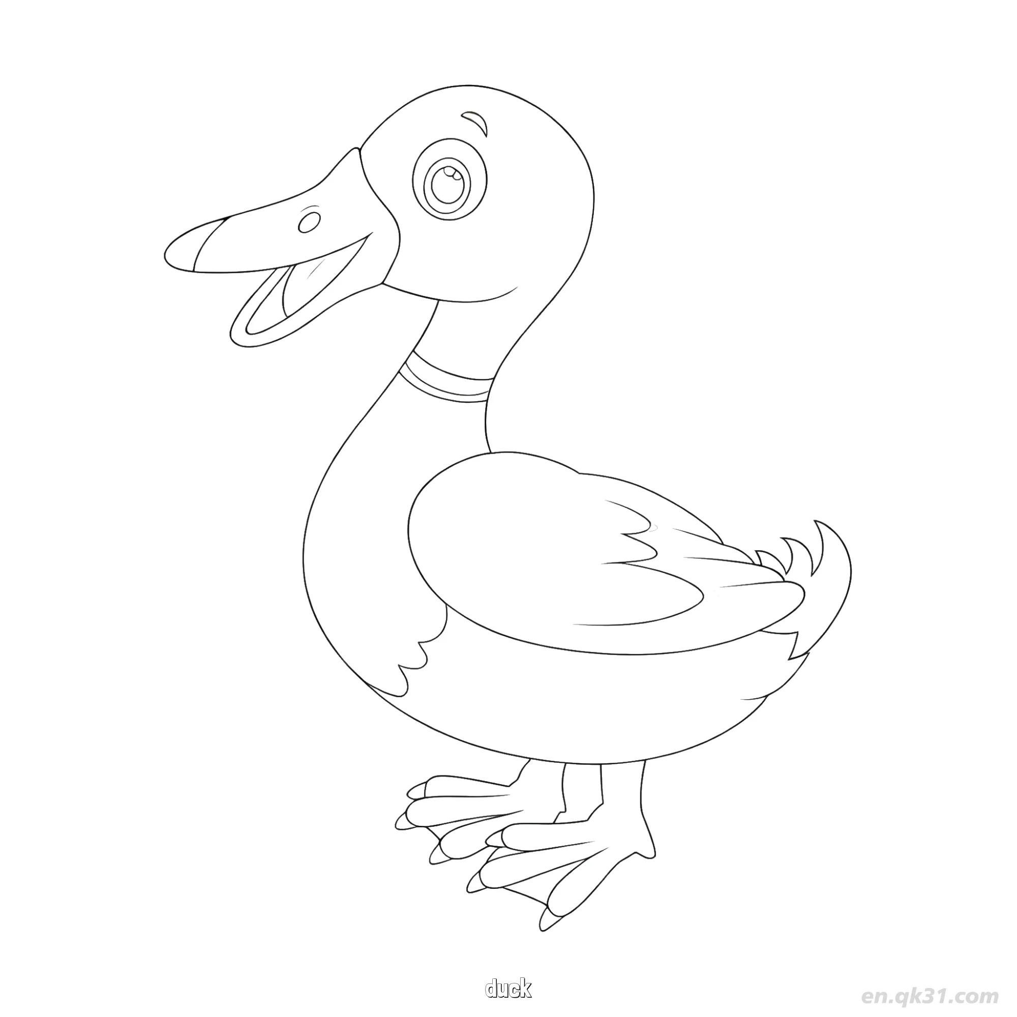 免费 学龄前儿童鸭子涂色页 简笔画涂色页