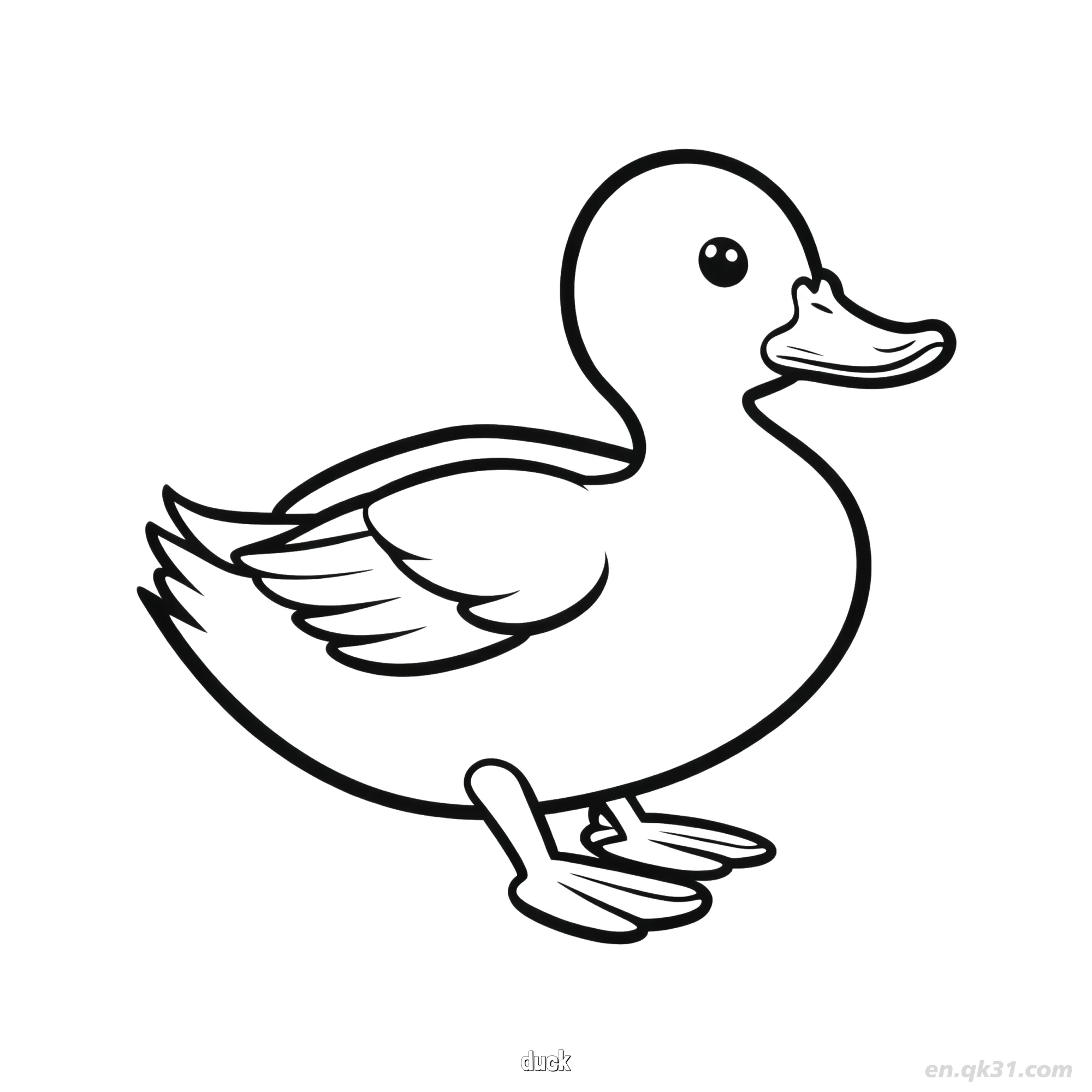 免费 直立站立鸭子涂色页 简笔画涂色页