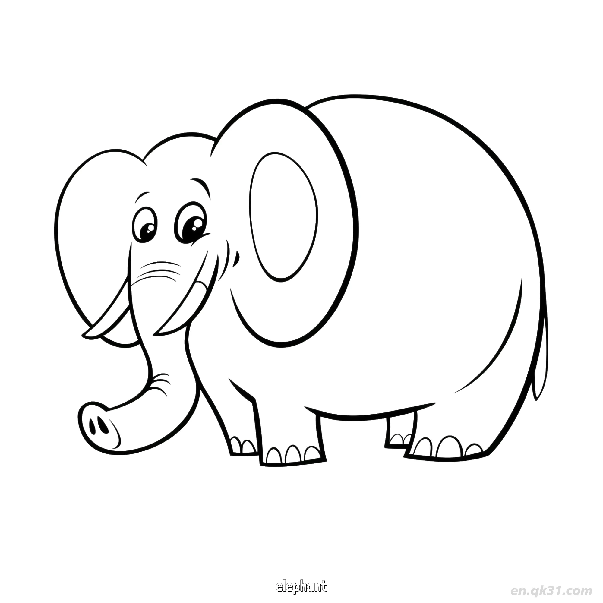 免费 粗线条大象涂色页 简笔画涂色页