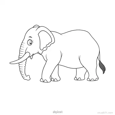 带象牙大象涂色页 – 免费可打印简笔画涂色画