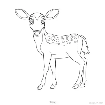 大眼睛小鹿涂色页 – 免费可打印简笔画涂色画