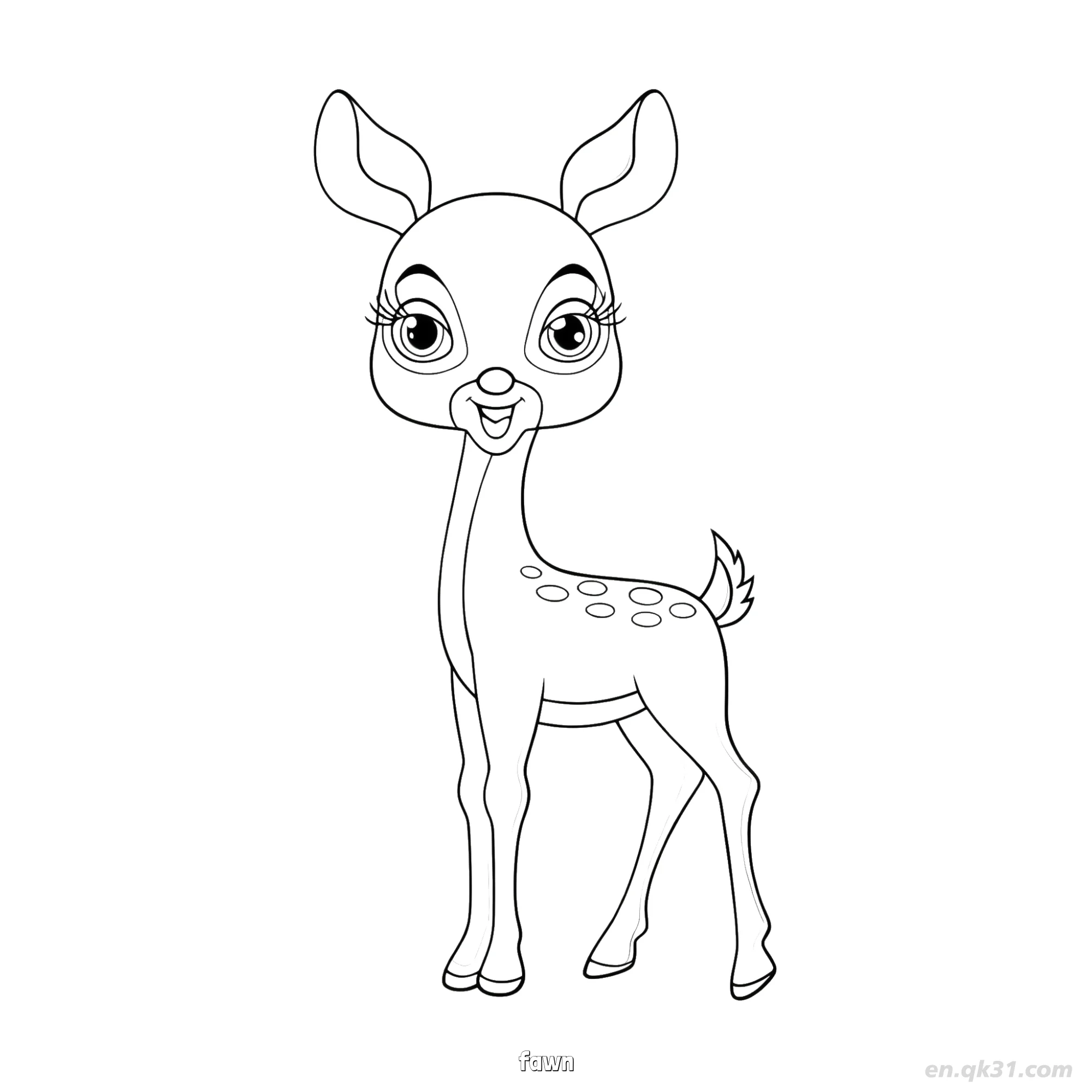 免费 带斑点小鹿涂色页 简笔画涂色页