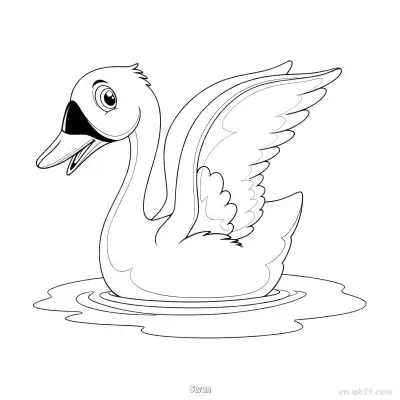 举翅浮游天鹅涂色页 – 免费可打印简笔画涂色画