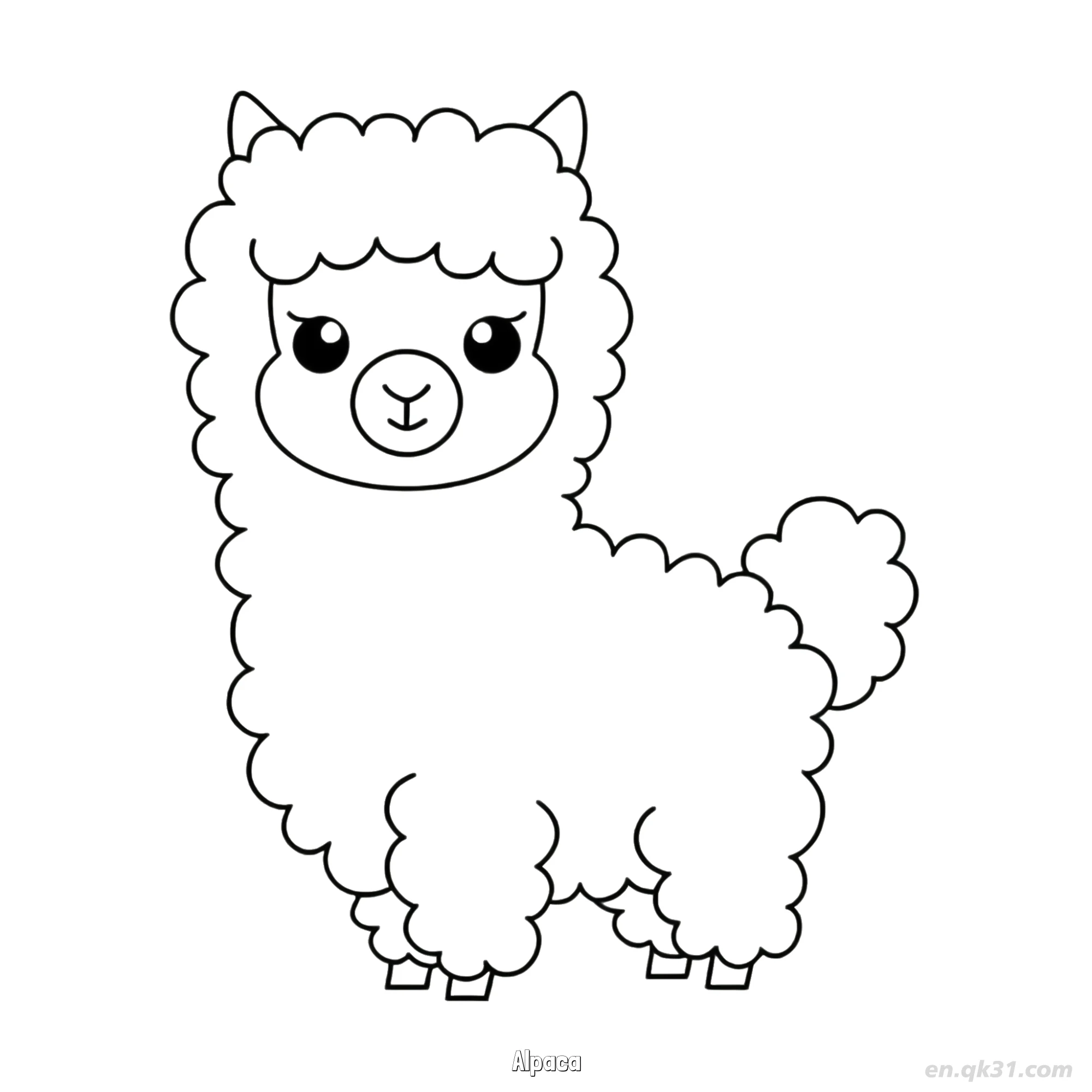免费 蓬松羊驼儿童涂色页 简笔画涂色页