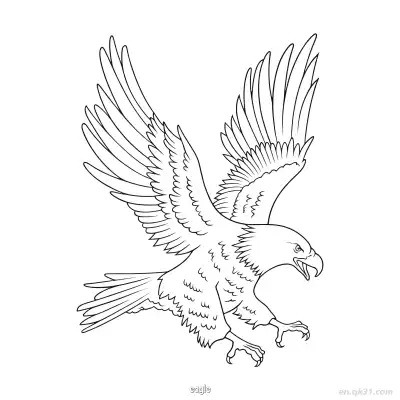 飞行老鹰强大鸟类涂色页 – 免费可打印简笔画涂色画