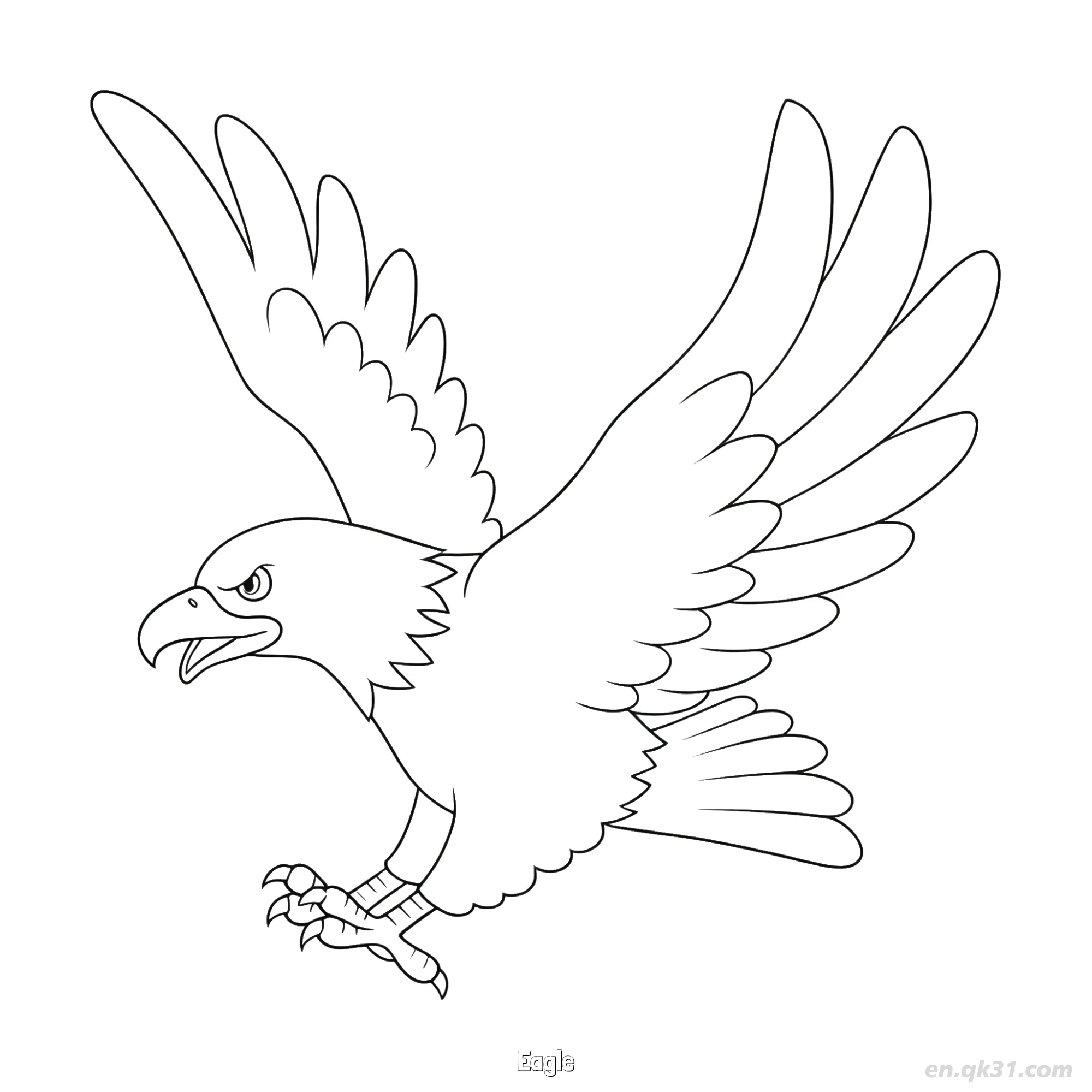 免费 张嘴飞鹰涂色页 简笔画涂色页