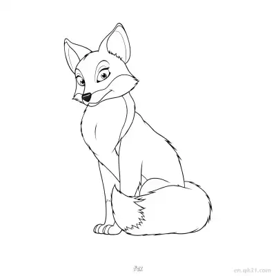 直立坐姿狐狸涂色页 – 免费可打印简笔画涂色画