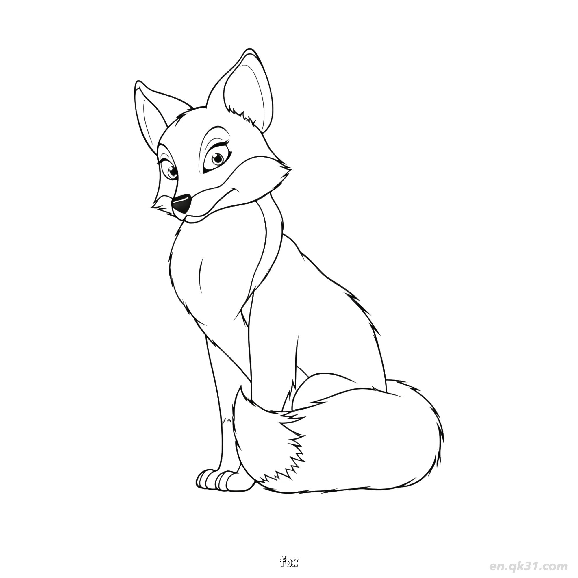 免费 直立坐姿狐狸涂色页 简笔画涂色页
