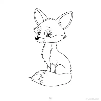 浓密尾巴狐狸涂色页 – 免费可打印简笔画涂色画