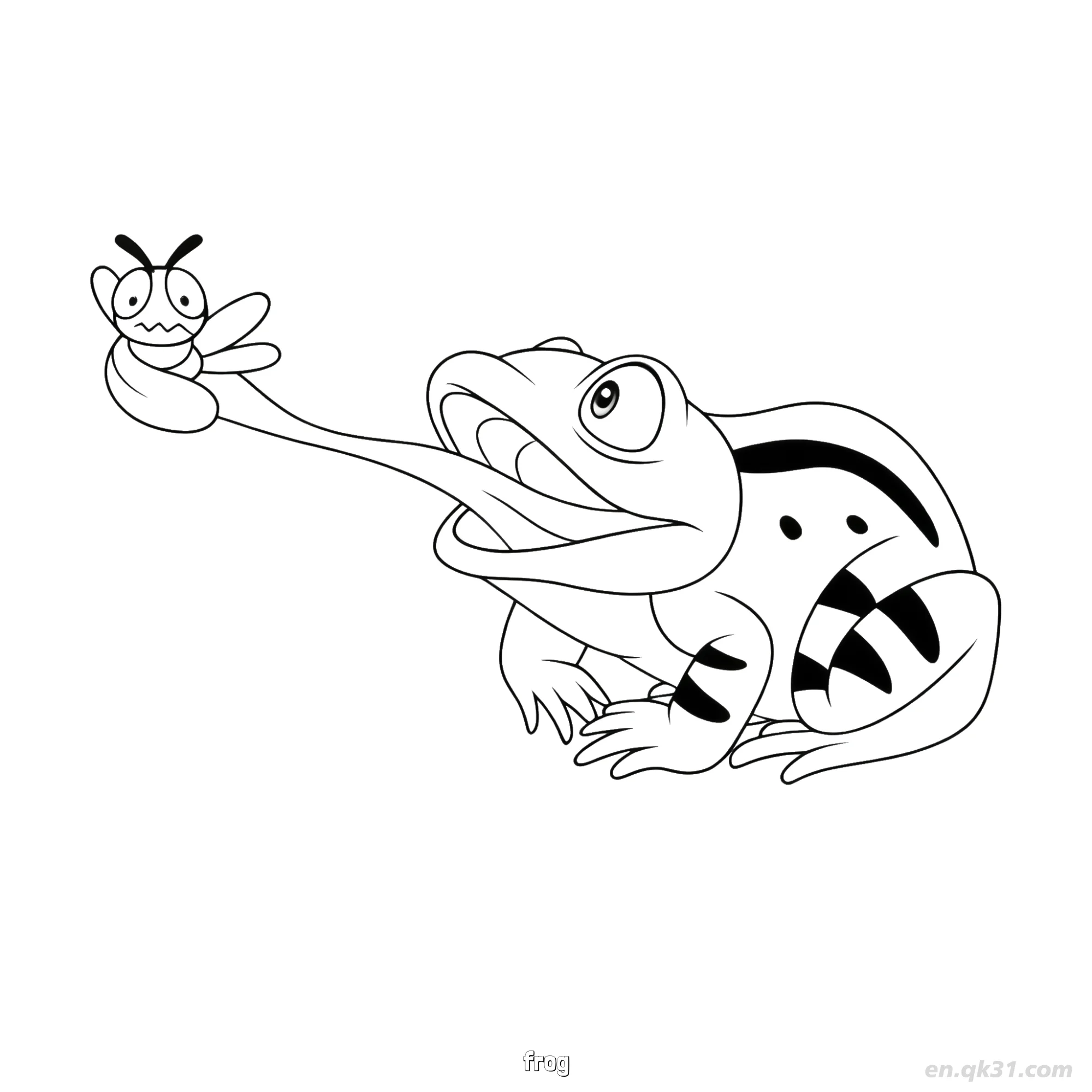 抓苍蝇青蛙涂色页简笔画涂色画 – 为儿童和成人提供的免费可打印简笔画涂色画
