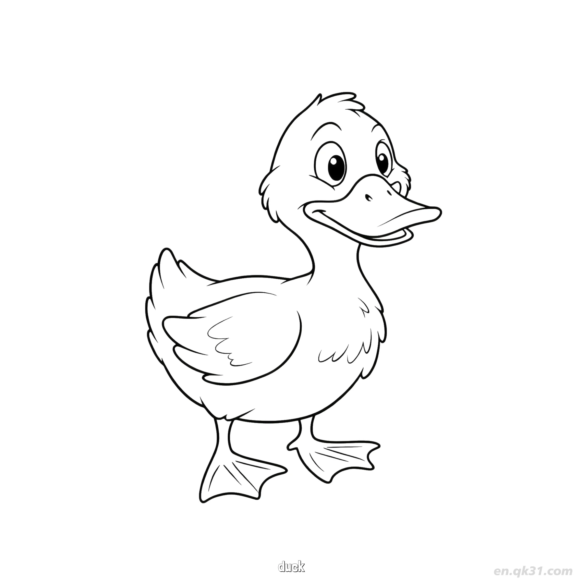 免费 儿童快乐鸭子涂色页 简笔画涂色页