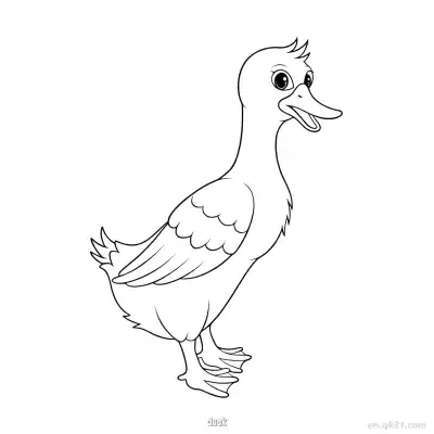 张嘴快乐鸭子涂色页 – 免费可打印简笔画涂色画