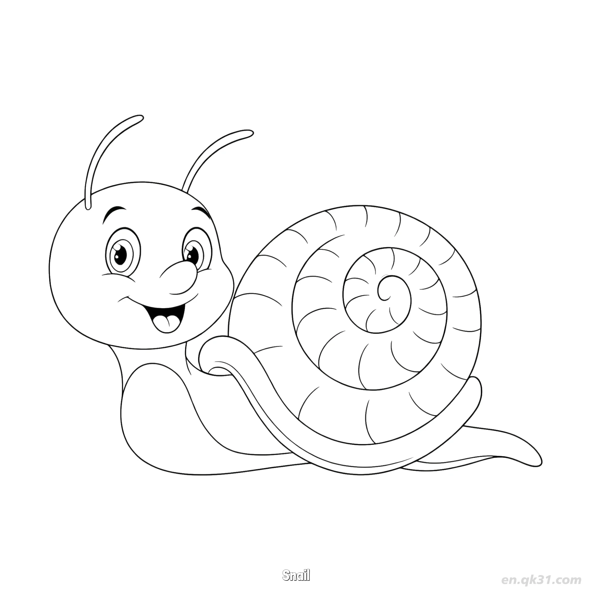 免费 快乐蜗牛儿童涂色页 简笔画涂色页