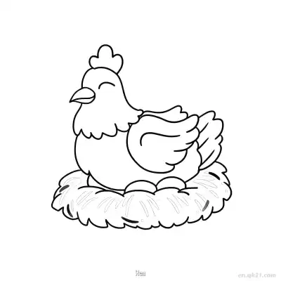 带蛋巢中母鸡涂色页 – 免费可打印简笔画涂色画