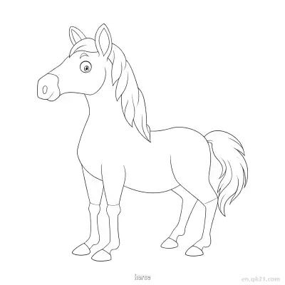 飘逸鬃毛马匹涂色页 – 免费可打印简笔画涂色画