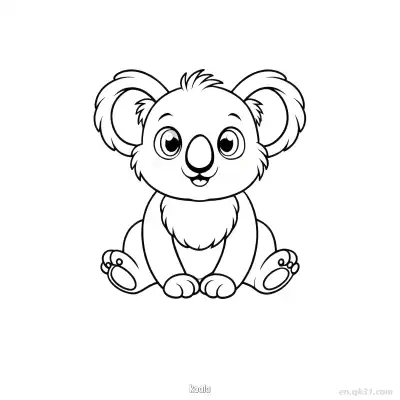 坐姿考拉涂色页 – 免费可打印简笔画涂色画