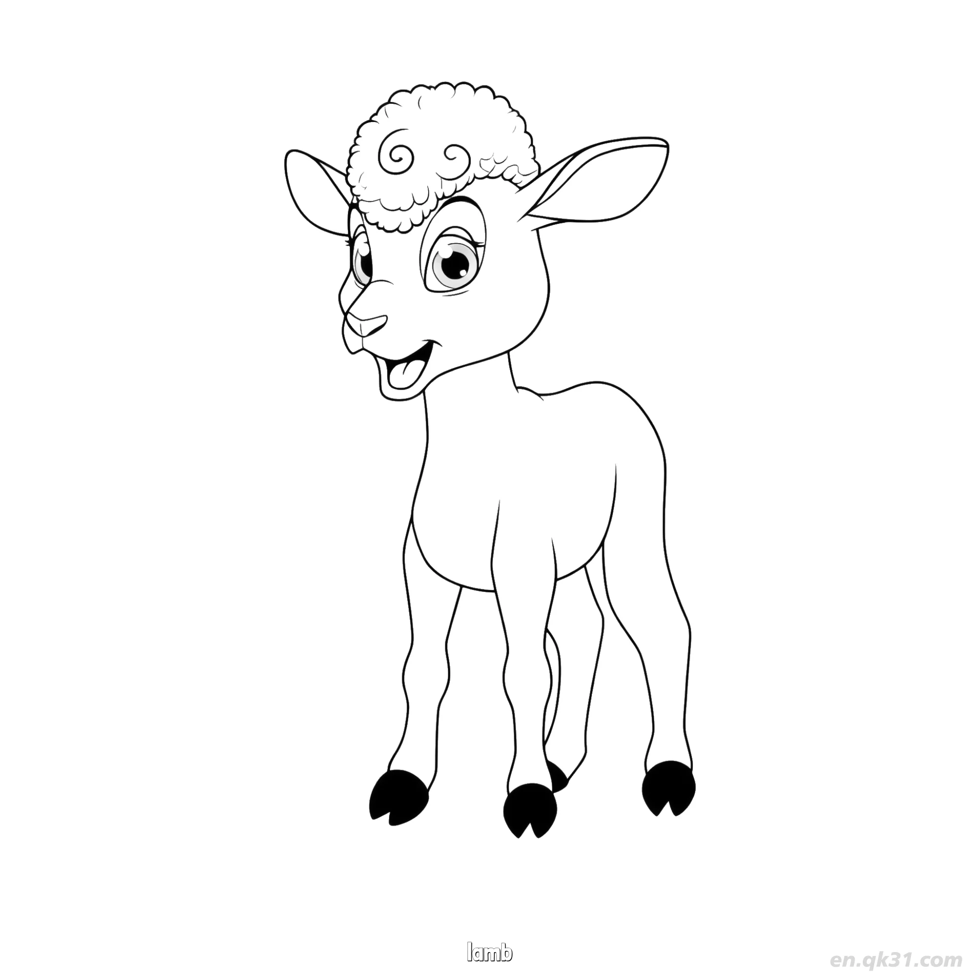 卷毛小羊涂色页简笔画涂色画 – 为儿童和成人提供的免费可打印简笔画涂色画