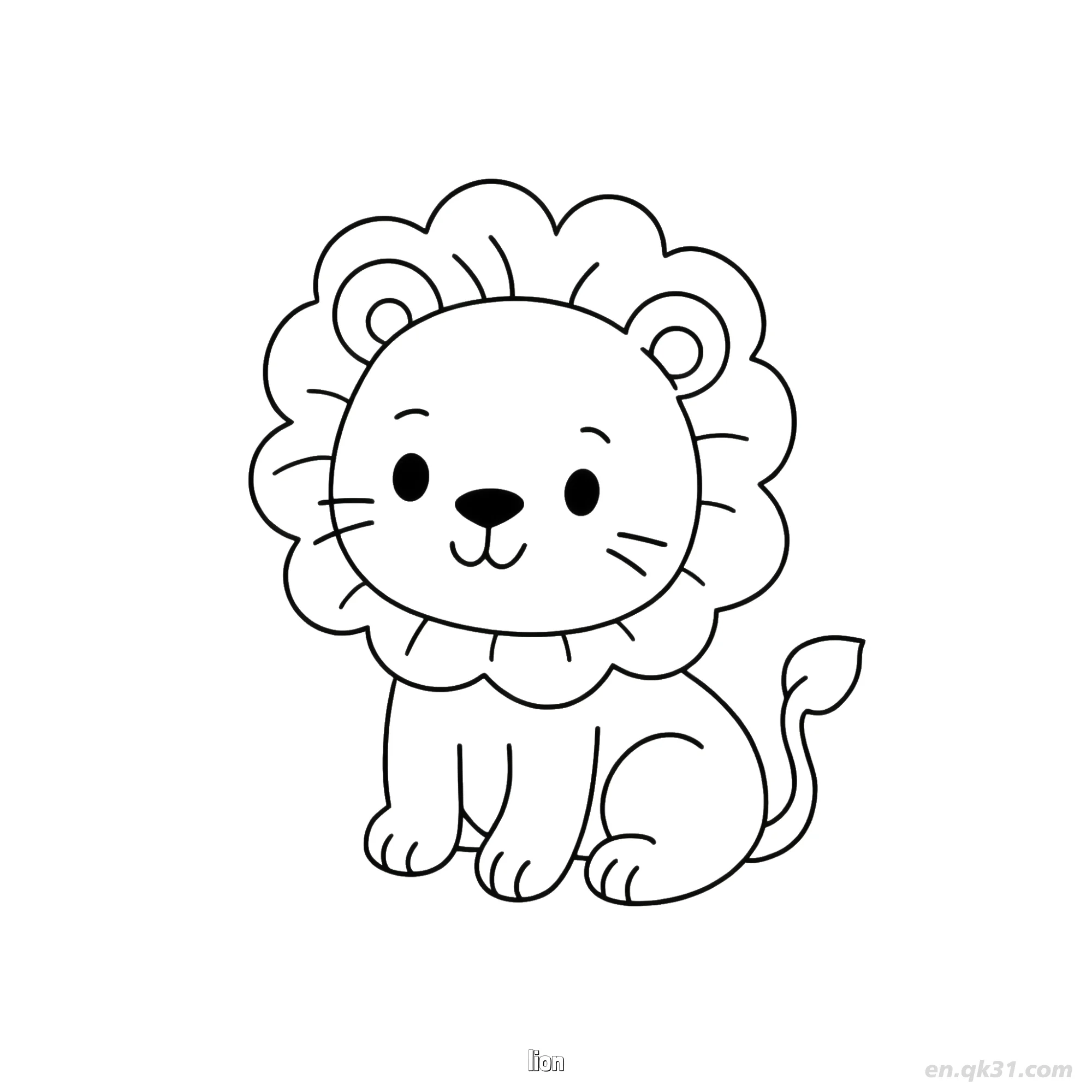 免费 圆形鬃毛狮子涂色页 简笔画涂色页