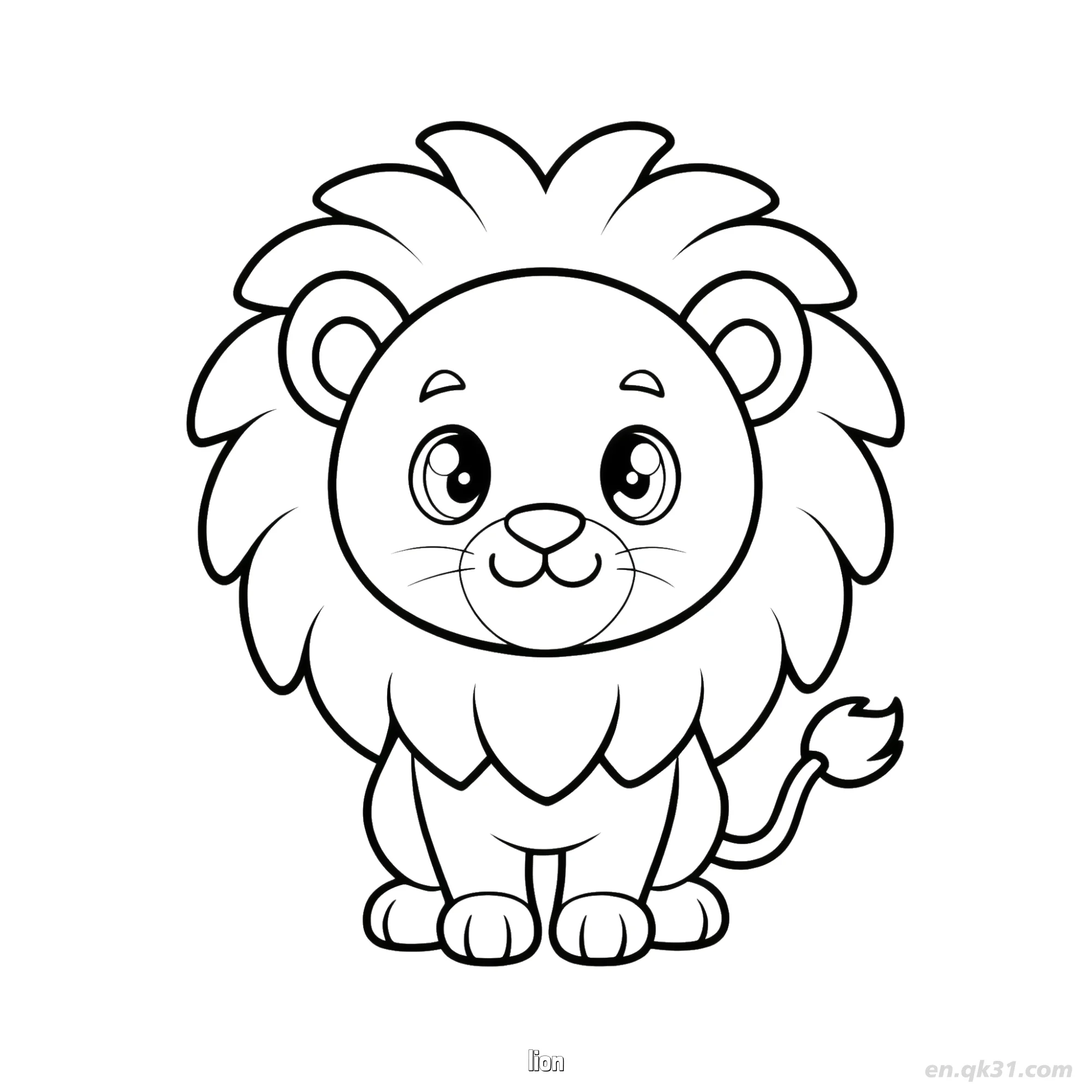 免费 簇状鬃毛狮子涂色页 简笔画涂色页