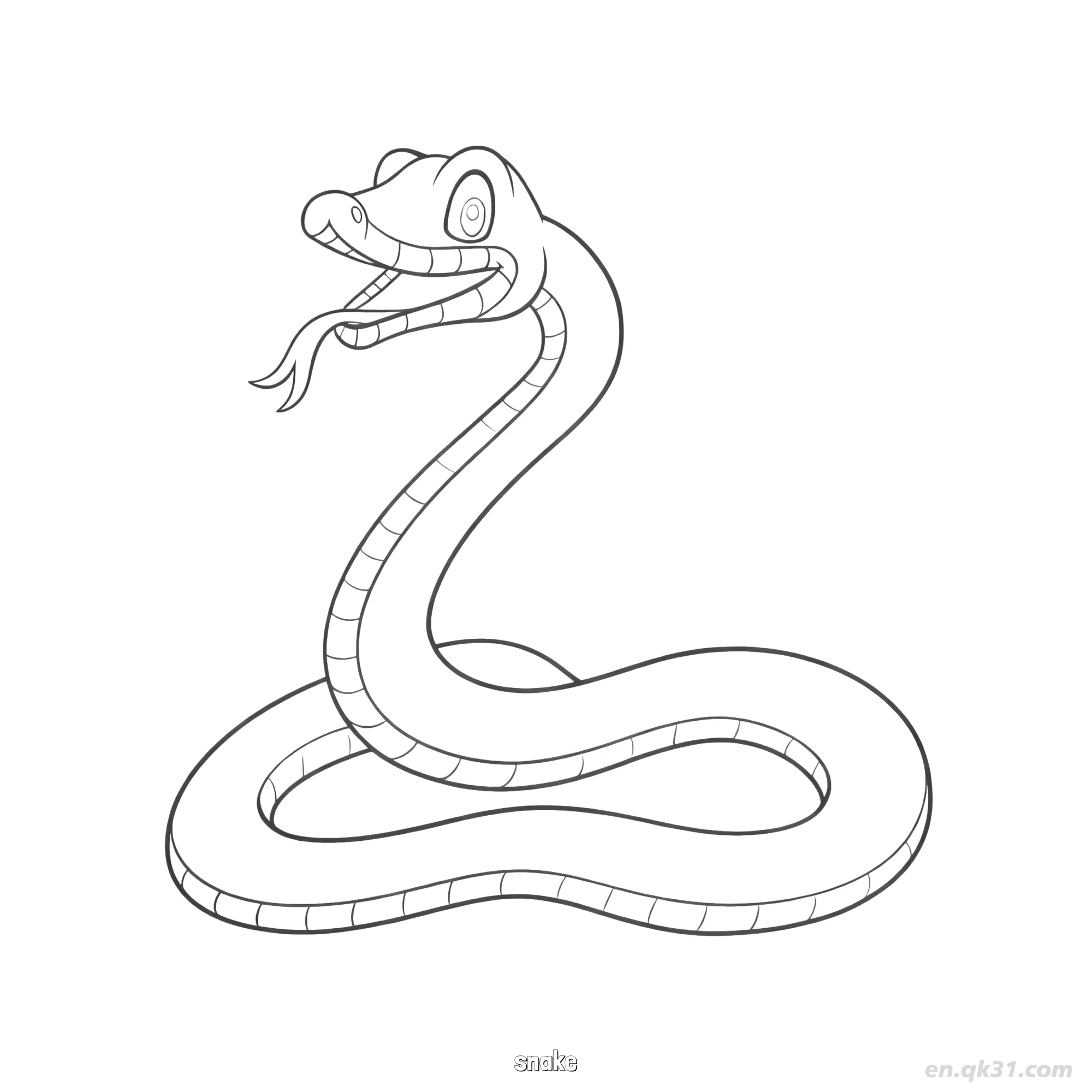 免费 张嘴蛇爬行动物涂色页 简笔画涂色页