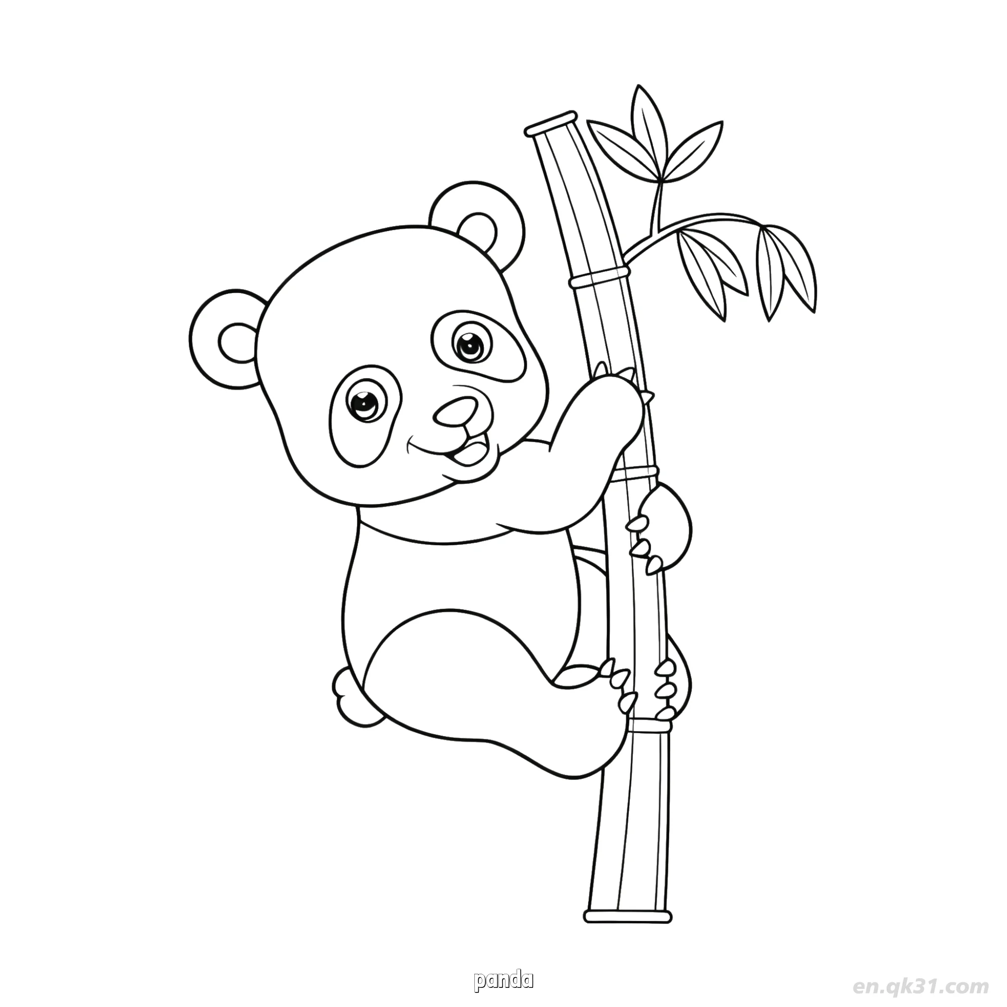 免费 爬竹子熊猫涂色页 简笔画涂色页