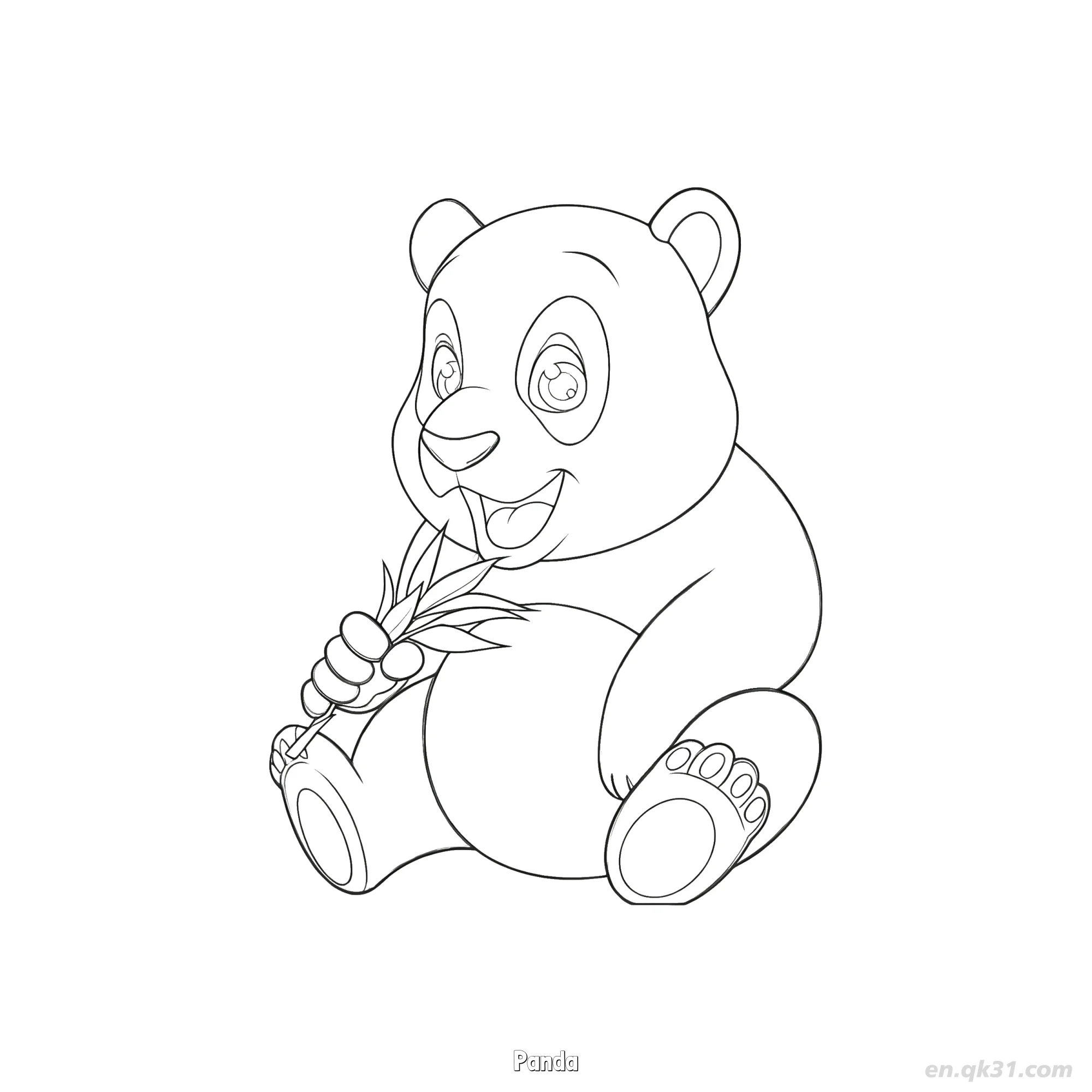 免费 吃竹子熊猫涂色页 简笔画涂色页
