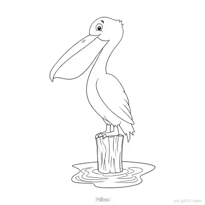 水中柱上鹈鹕涂色页 – 免费可打印简笔画涂色画