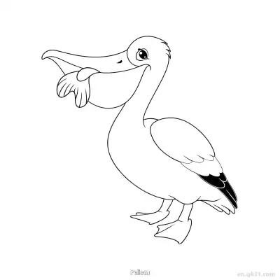 嘴中含鱼鹈鹕涂色页 – 免费可打印简笔画涂色画