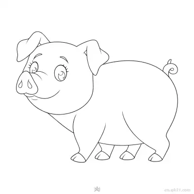 卷尾猪涂色页 – 免费可打印简笔画涂色画