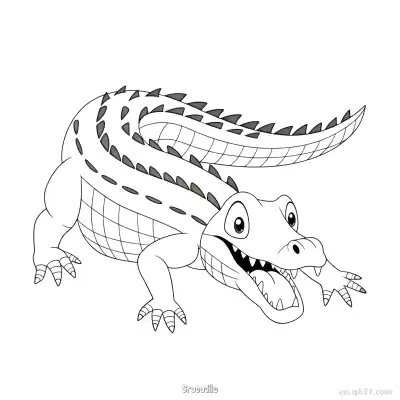尖尾顽皮鳄鱼涂色页 – 免费可打印简笔画涂色画