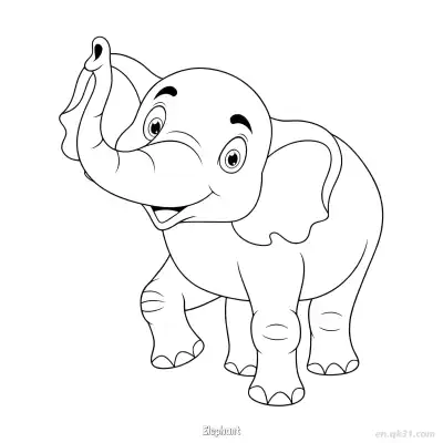 顽皮大象儿童涂色页 – 免费可打印简笔画涂色画